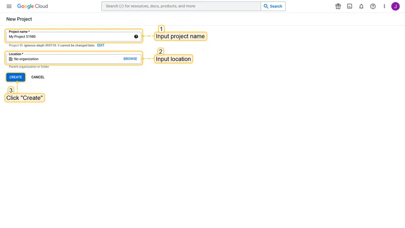 Create Google Cloud project