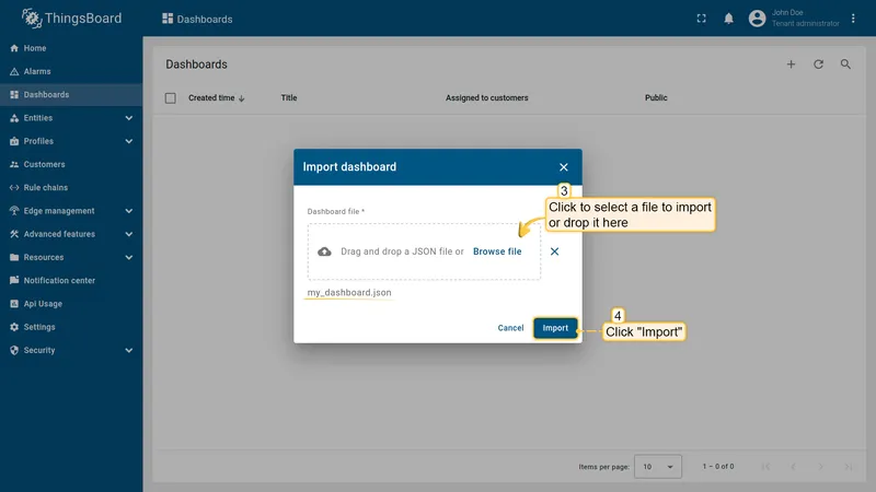Upload JSON