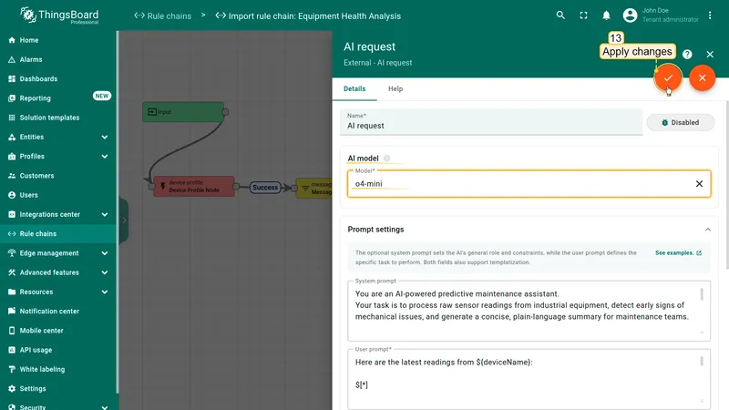 AI request node response format