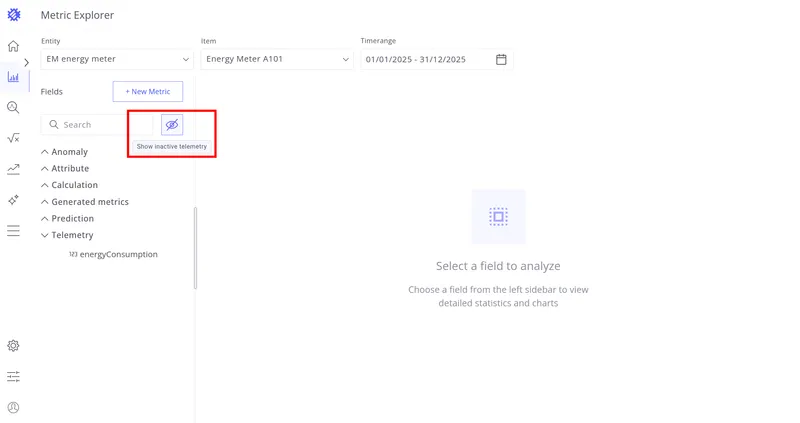 Show Inactive Telemetries button