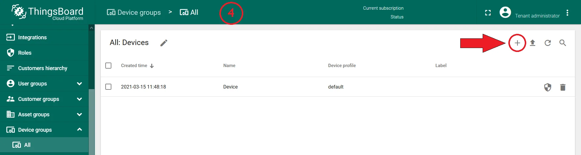 Add Device dialog — enter device name and click Add