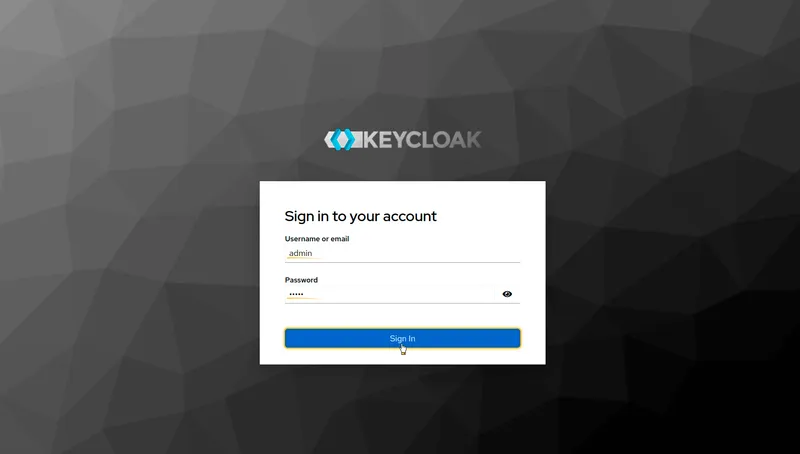 Keycloak admin login page