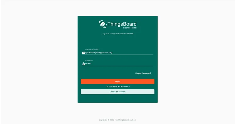 Open ThingsBoard License Portal and sign in