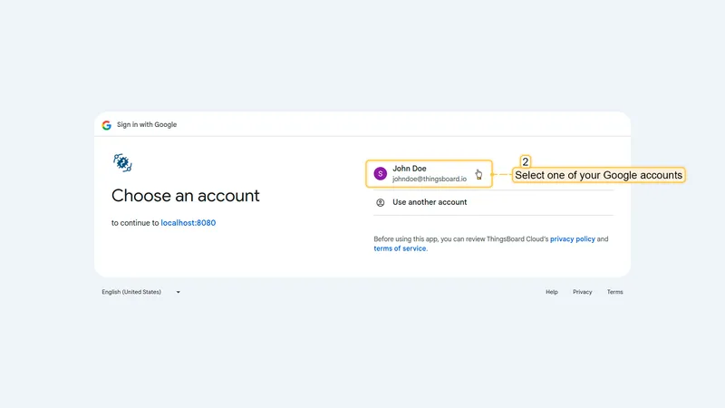 Google account selection screen