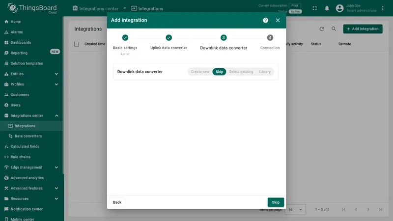 Downlink data converter step — skipped