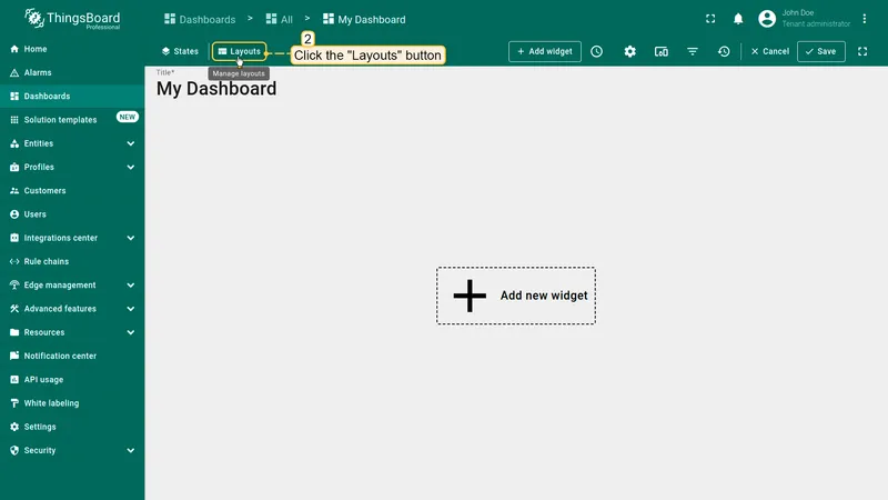 Open layout management window
