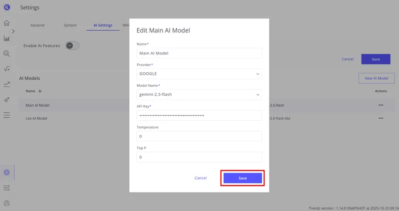 Model edit form with Save button