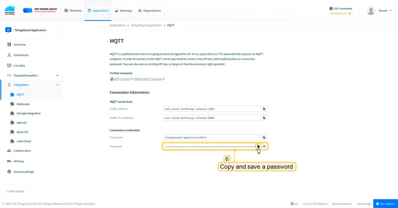 Generated API key dialog