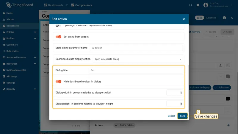 Configure separate dialog options