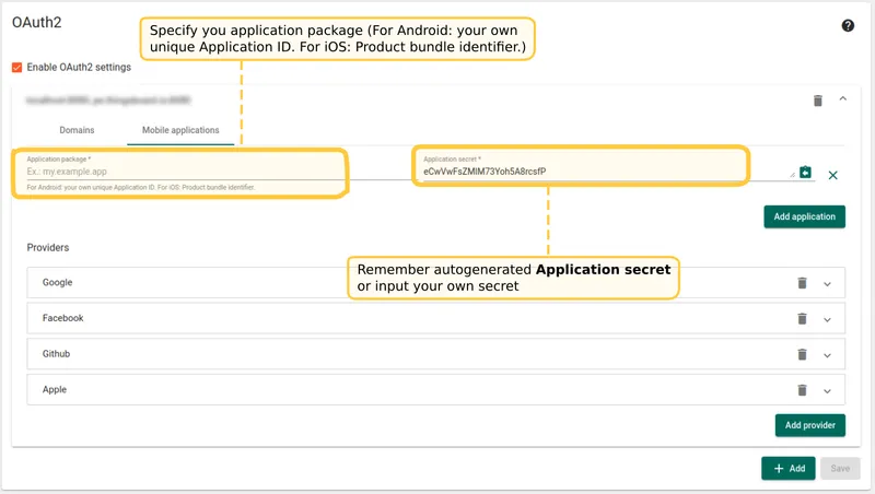 Application package and secret fields