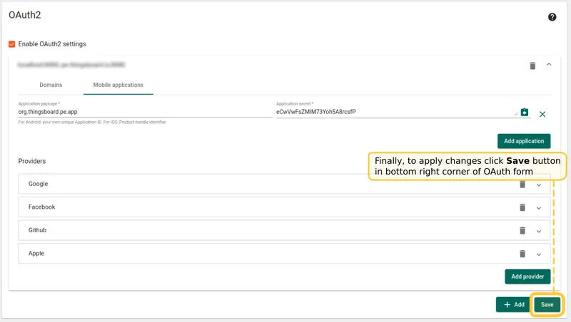 Save OAuth settings