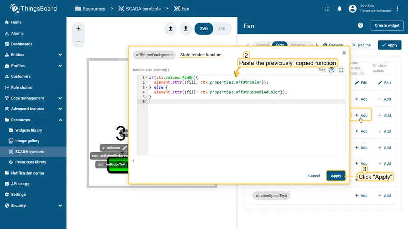 offButtonBackground tag configuration step 2