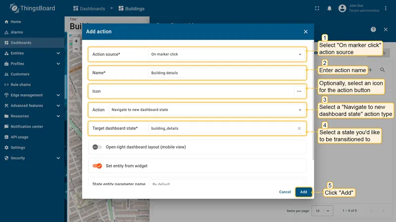 Configure On marker click action