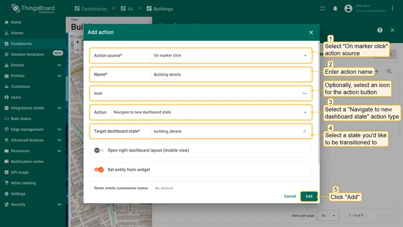 Configure On marker click action