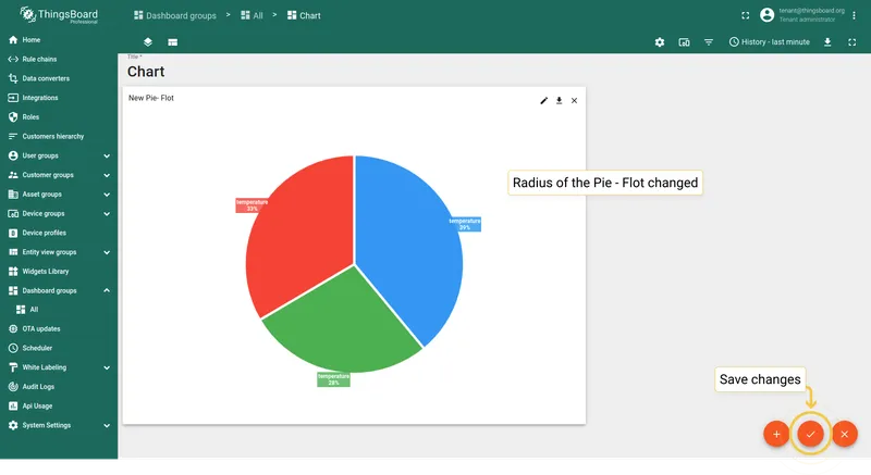 Pie radius result