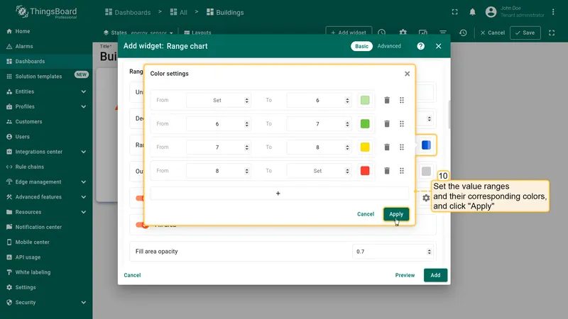 Configure range thresholds and colors