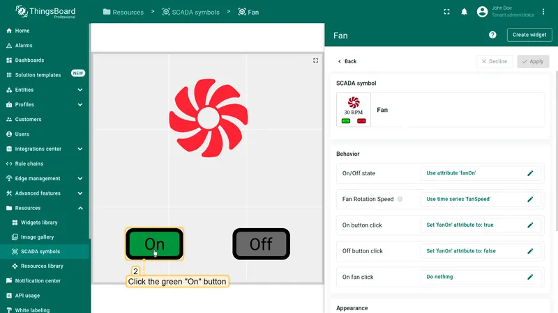 Preview mode - fan on
