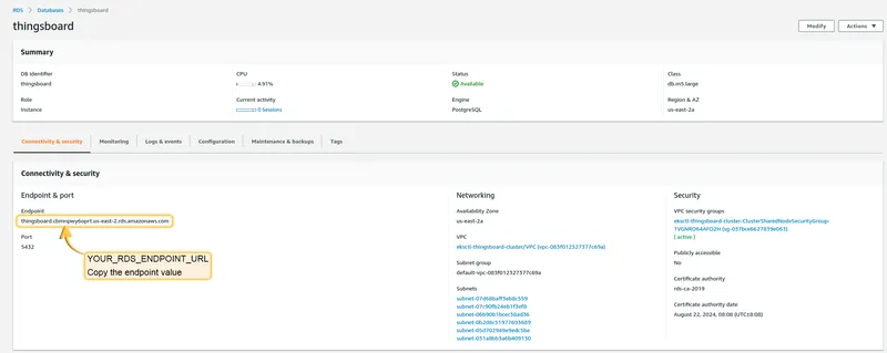 RDS endpoint URL