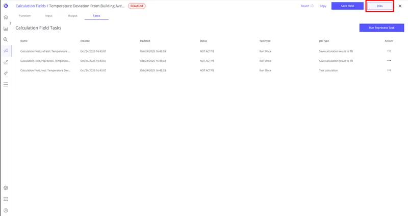 Jobs button in the calculation field editor