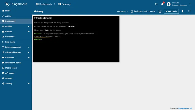Request connector SET RPC posting the new value