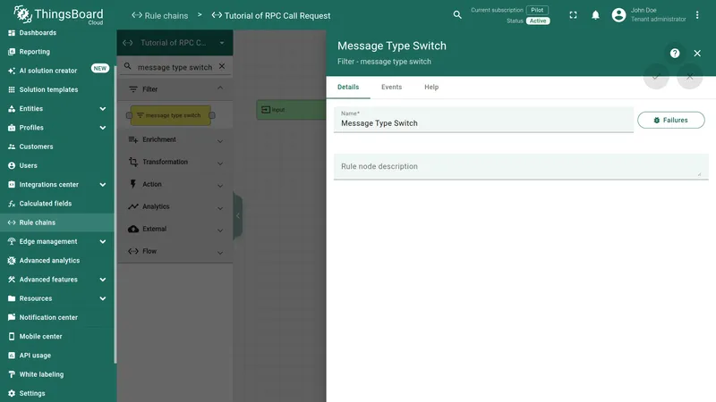 Message Type Switch node configuration