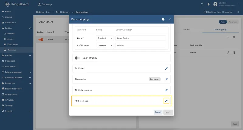 Scroll to RPC methods and click Pencil icon