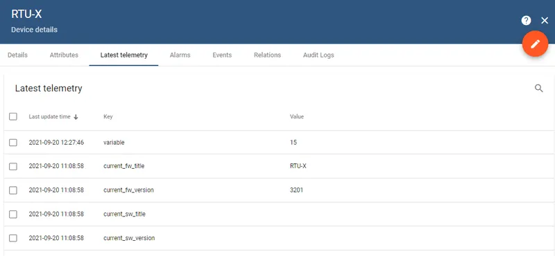 ThingsBoard Latest telemetry showing variable key from RTU-X