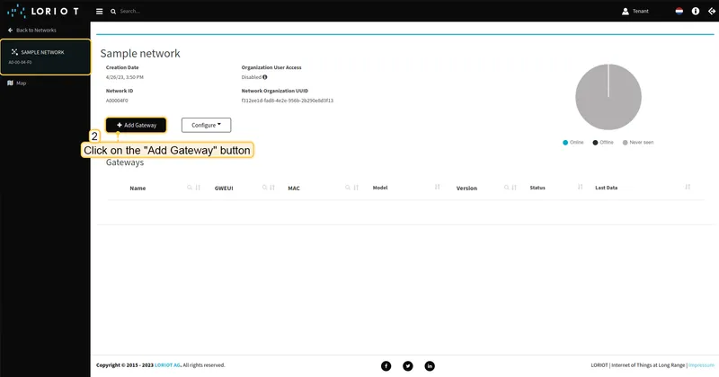 Click on the "**Add Gateway**" button.