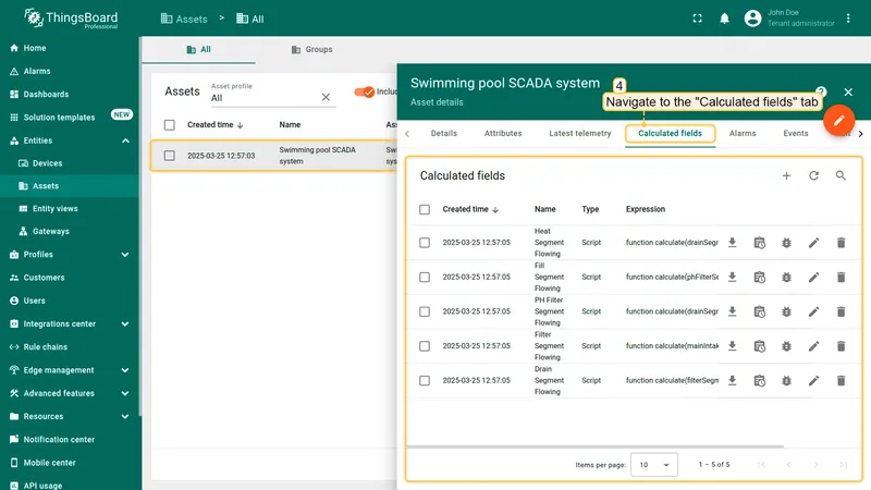 Calculated fields processing collected data