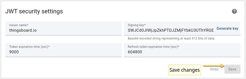 JWT security settings