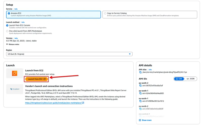 Service setup configuration