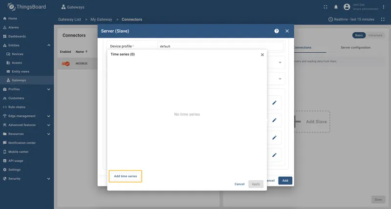 Click Add time series button