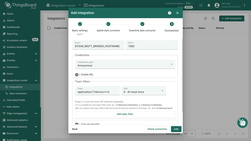 Configure MQTT connection settings
