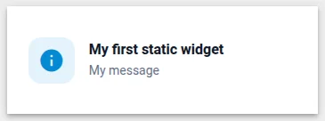 Info card widget showing an icon badge on the left and a title with message text on the right