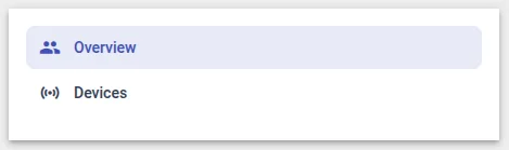 Vertical navigation menu with active state highlight