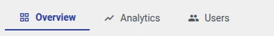 Horizontal navigation tab bar with Overview, Analytics, and Users tabs