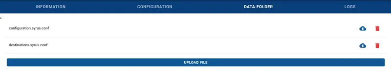 File picker showing configuration files being selected for upload