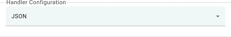 Handler Configuration panel for JSON — no additional parameters