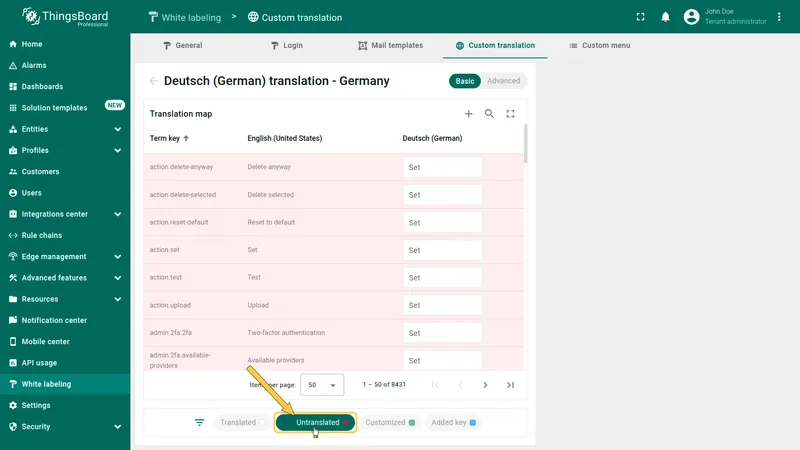 Untranslated filter