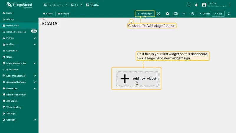 Test widget - add widget