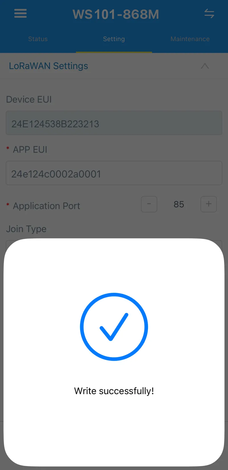 Press **Write** button and hold your smartphone near the device.