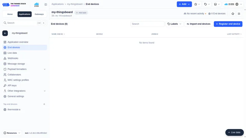 Register device in TTN — step 1