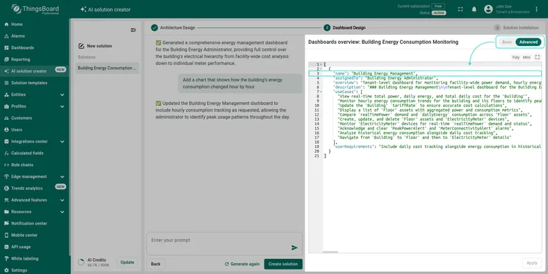 Dashboard JSON editor