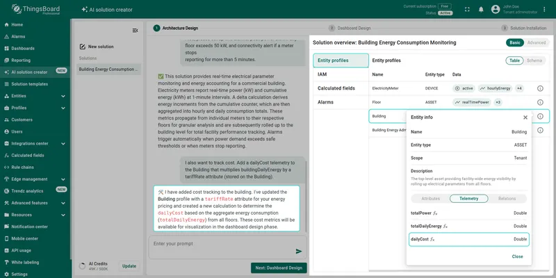 Updated entity profile: new telemetry