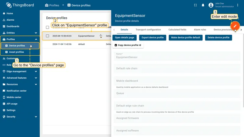 Open device profile