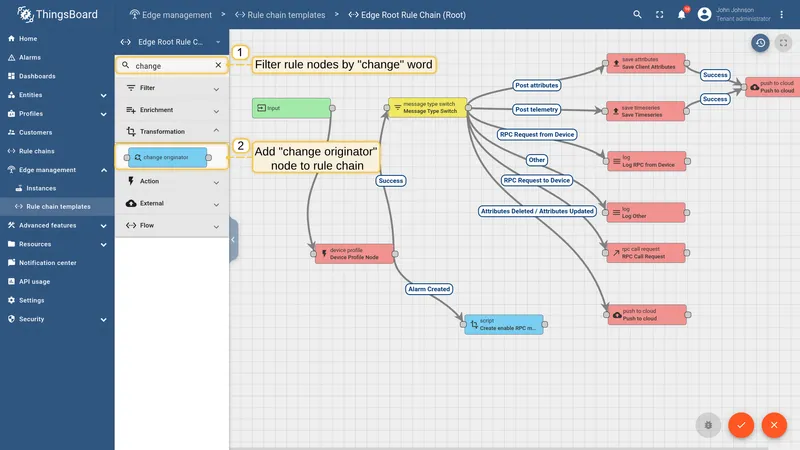 Add a Change originator node