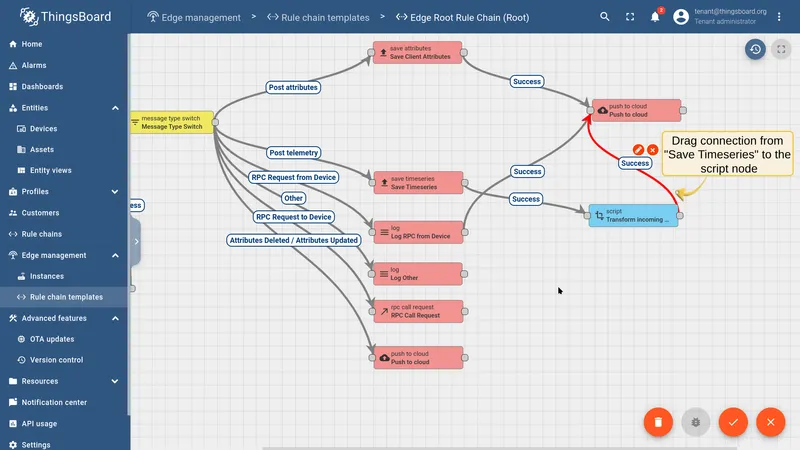 Connect the transformation node to push to cloud