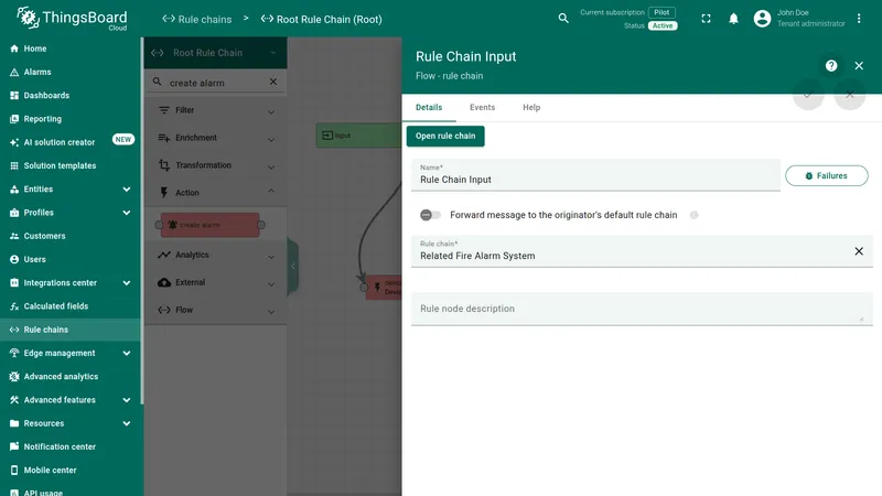 Create smoke alarm node configuration