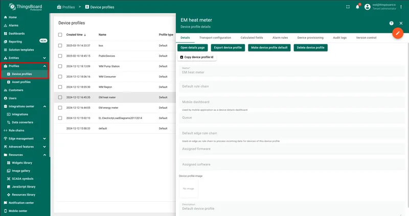ThingsBoard entity profile page