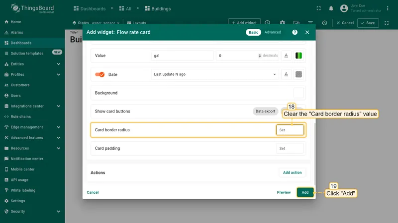 Finalize widget settings